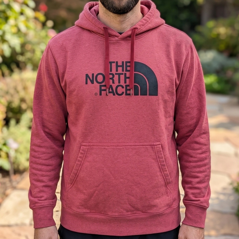 The North Face Mens Heather Red Graphic Logo Pullover Hoodie Sweatshirt 5594